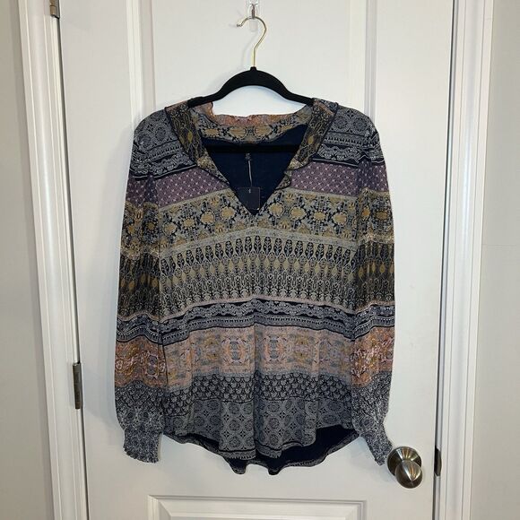 Lucky Brand Peasant Top Large Sheer Sleeves - Picture 1 of 6